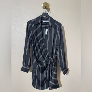 JONATHAN SIMKHAI Black and Multicolour Striped Mini Dress